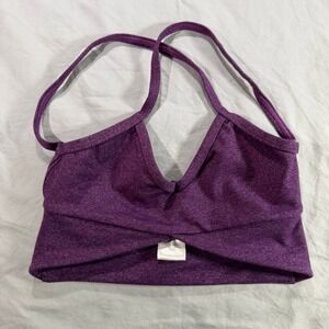 Chelsea B Kids Purple Heathered Wrap Front Sports Bra Top Child Large Dance